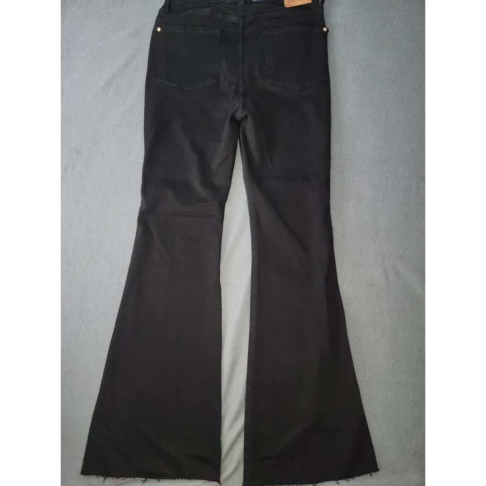 Judy Blue Pull On Flare Jeans Womens 13/31 Black High Waist Stretch Western NWT - Picture 2 of 13